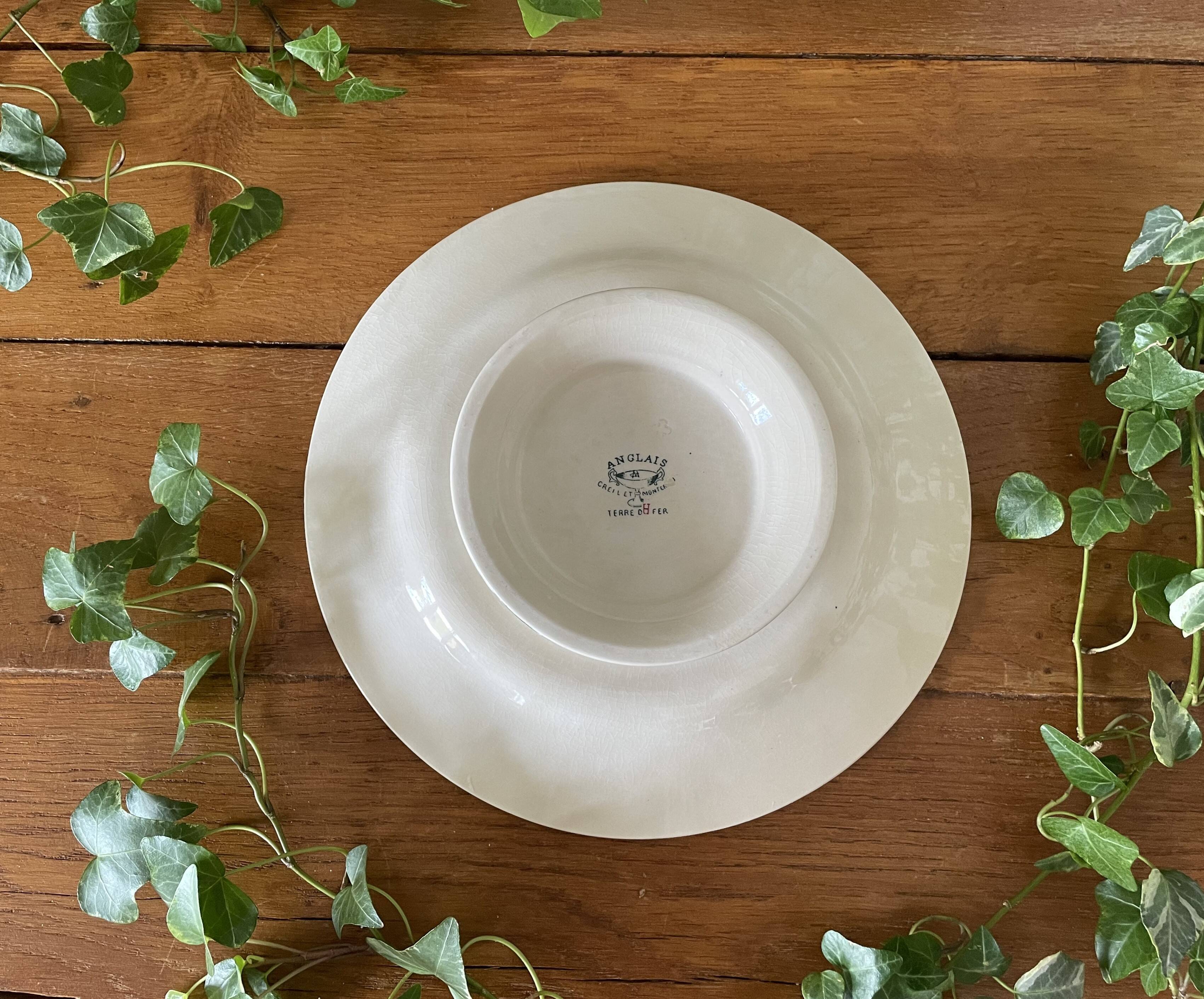 Antique earthenware mignardise dish from Creil & Montereau