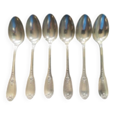6 small silver-plated metal spoons Louis XV - shell