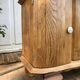 Small accent table / Art Deco bedside table in solid oak and beige marble
