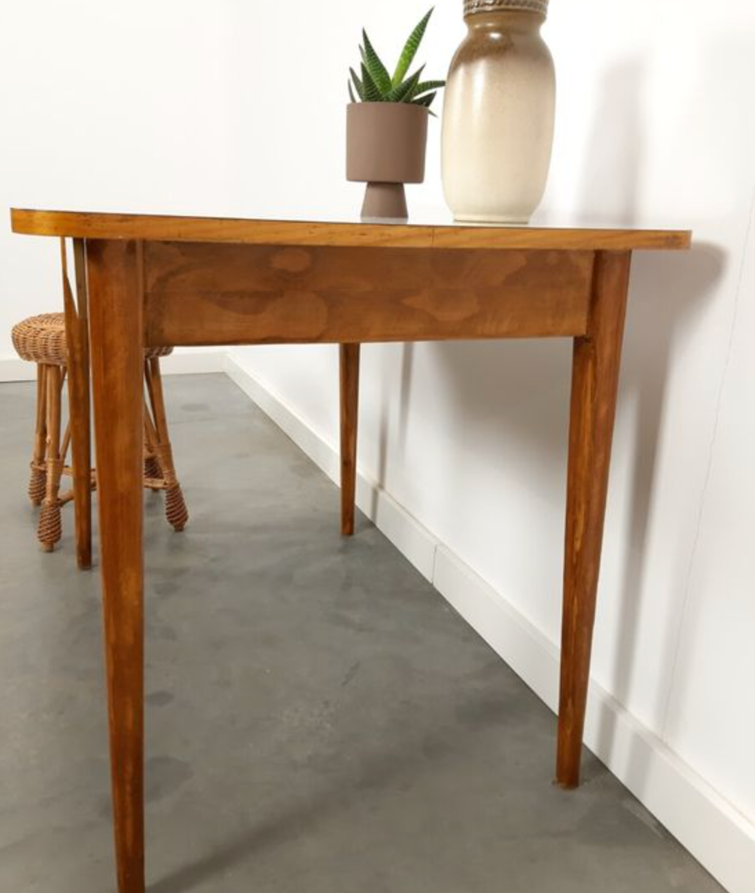 Vintage wooden dining table with formica top