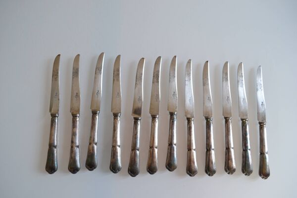 12 couteaux a dessert ou fromage metal argente