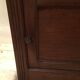 Solid oak bedside table with brown marble.
