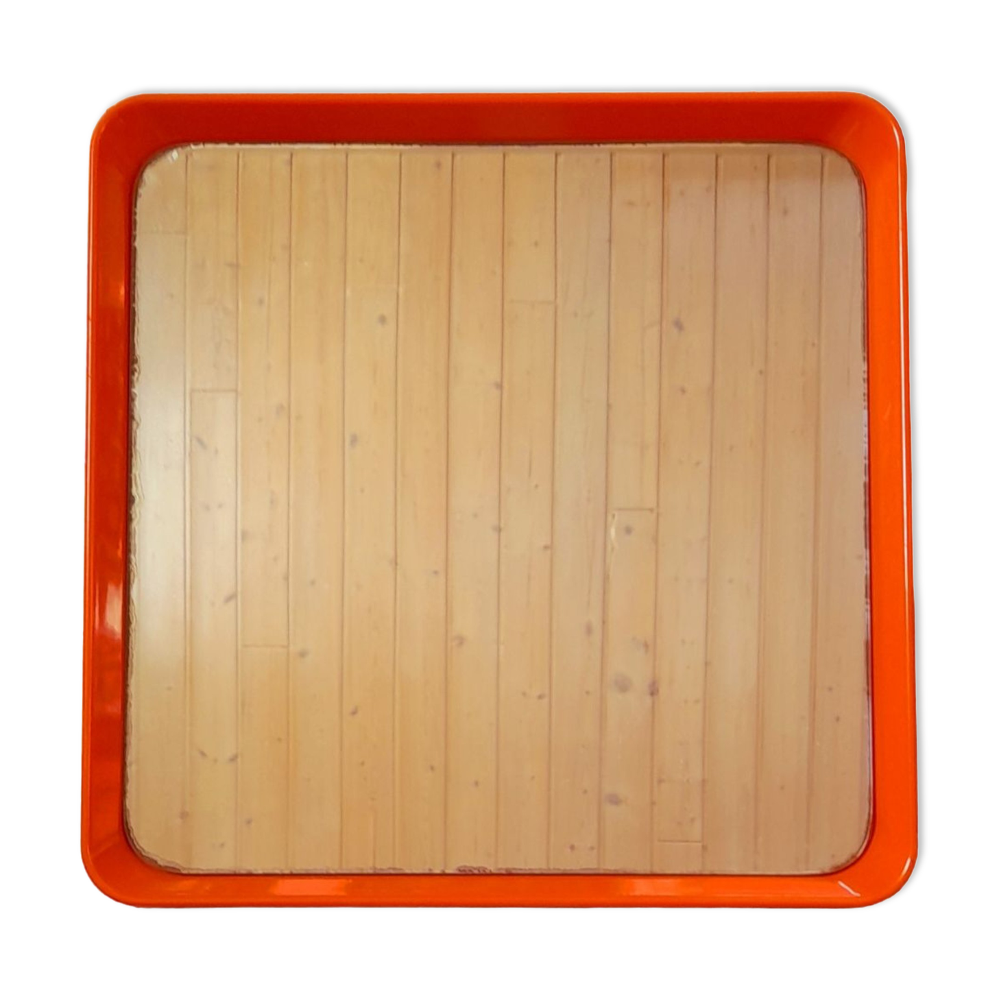70s pop orange square mirror