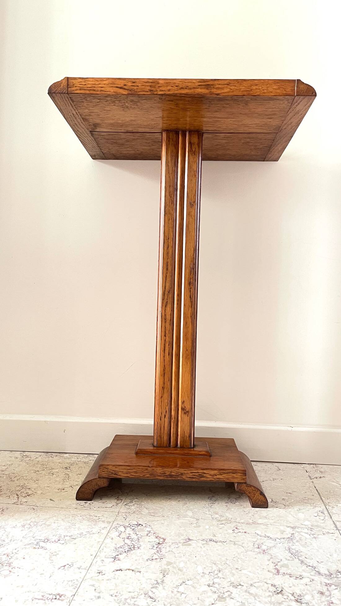 Vintage solid oak saddle plant holder