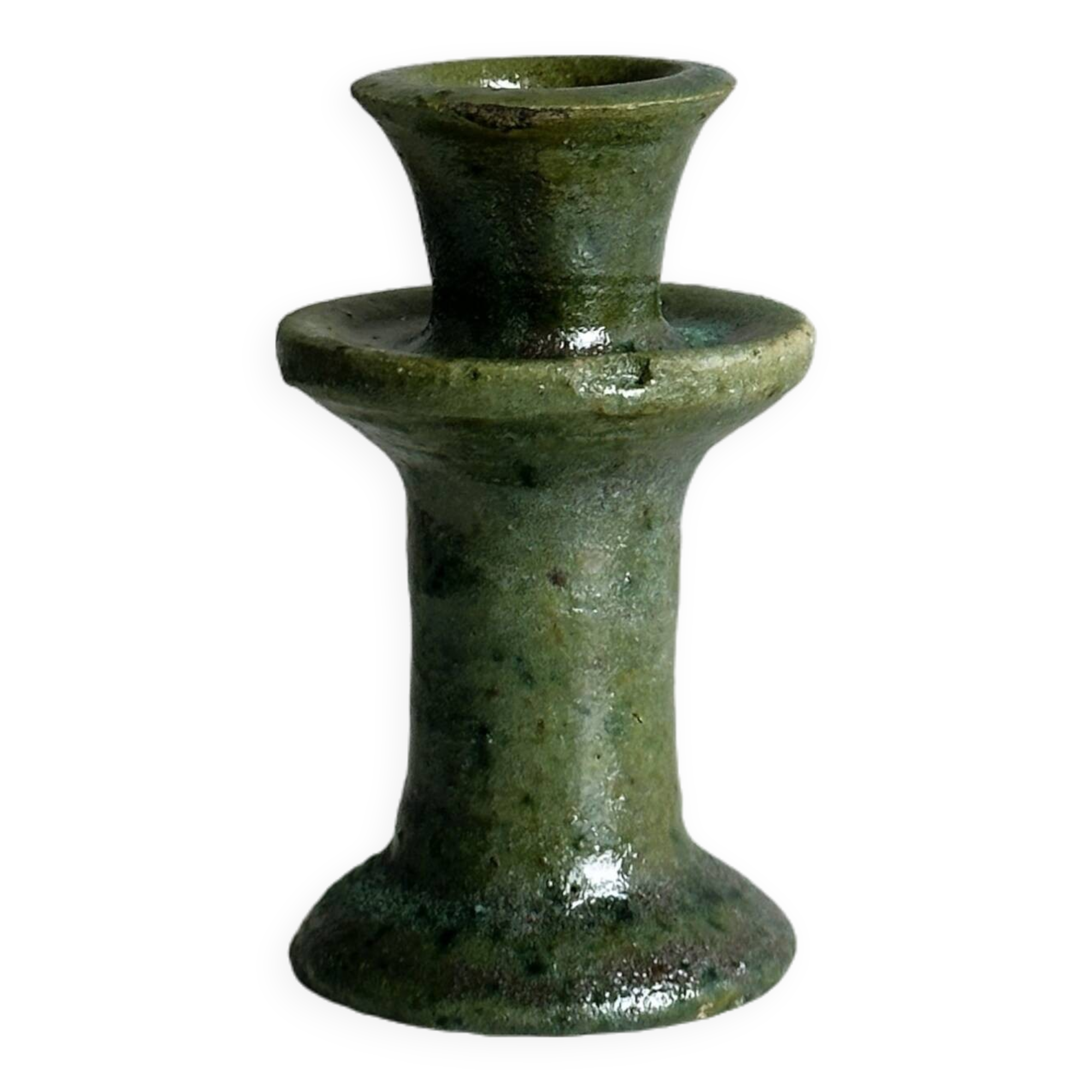 Handmade green ceramic candle holder