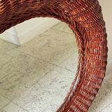 Round rattan wall mirror 1970s/80s