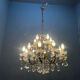Vintage Bronze & Crystal Chandelier, 15 Lights, 1950s