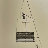 Photograph black and white silver print circa 1970 chairlift