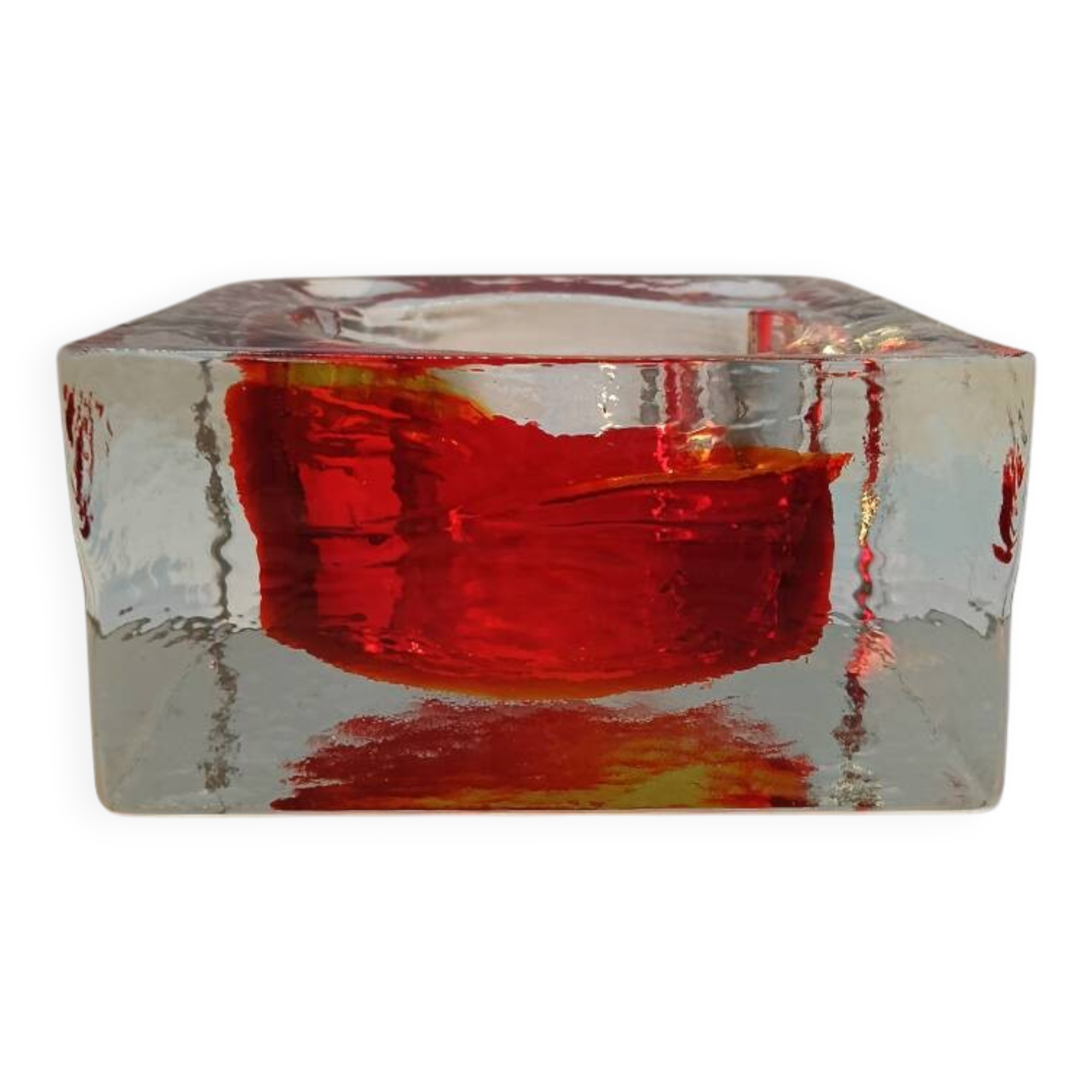 Cendrier carré en verre de Murano fait à la main, années 1960