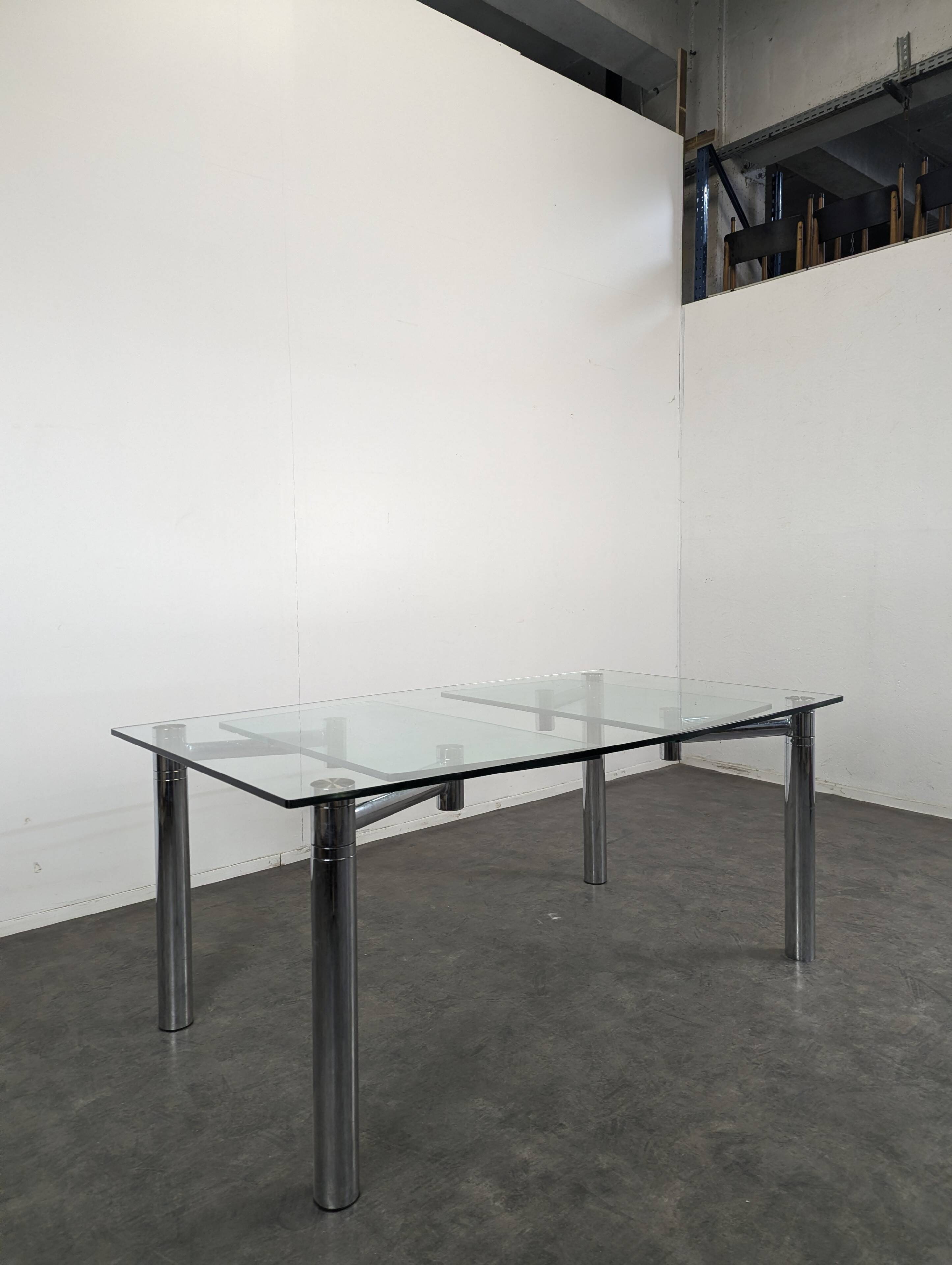 Glass and chrome extendable table by Draenert Esstisch Casanova