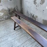 Pair of benches in walnut and solid oak 230 cm