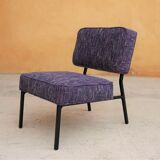 Vintage modernist metal foot armchair