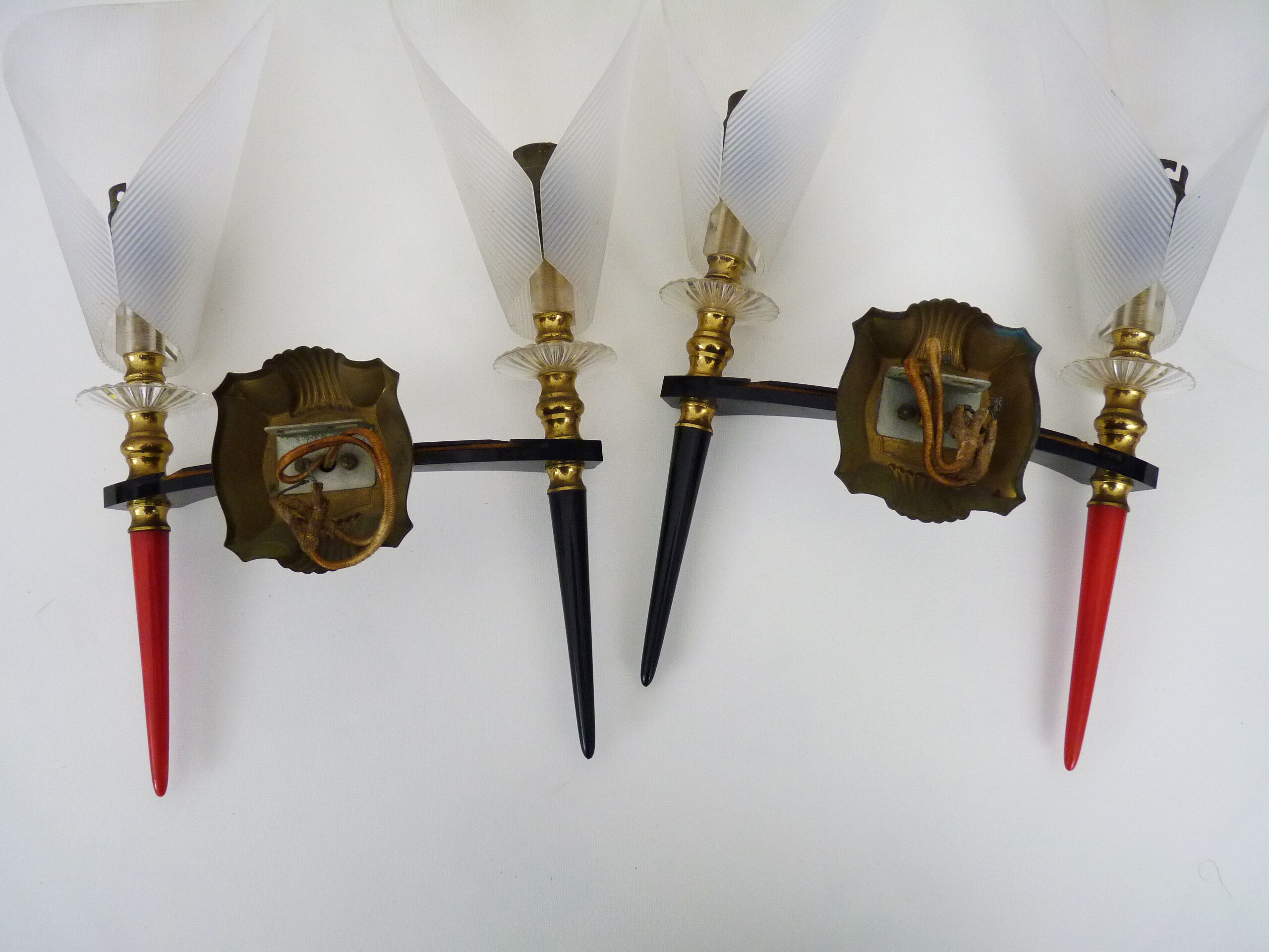 Pair of vintage Rockabilly double wall lamps