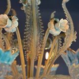 Venetian Chandelier In Murano Glass Two Tones Of Blue, Circa 1940, 8 Arms Of Light