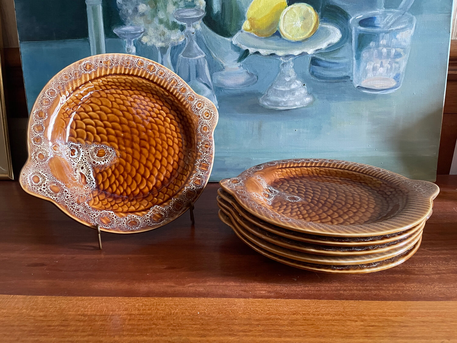 6 fish plates Sarreguemines