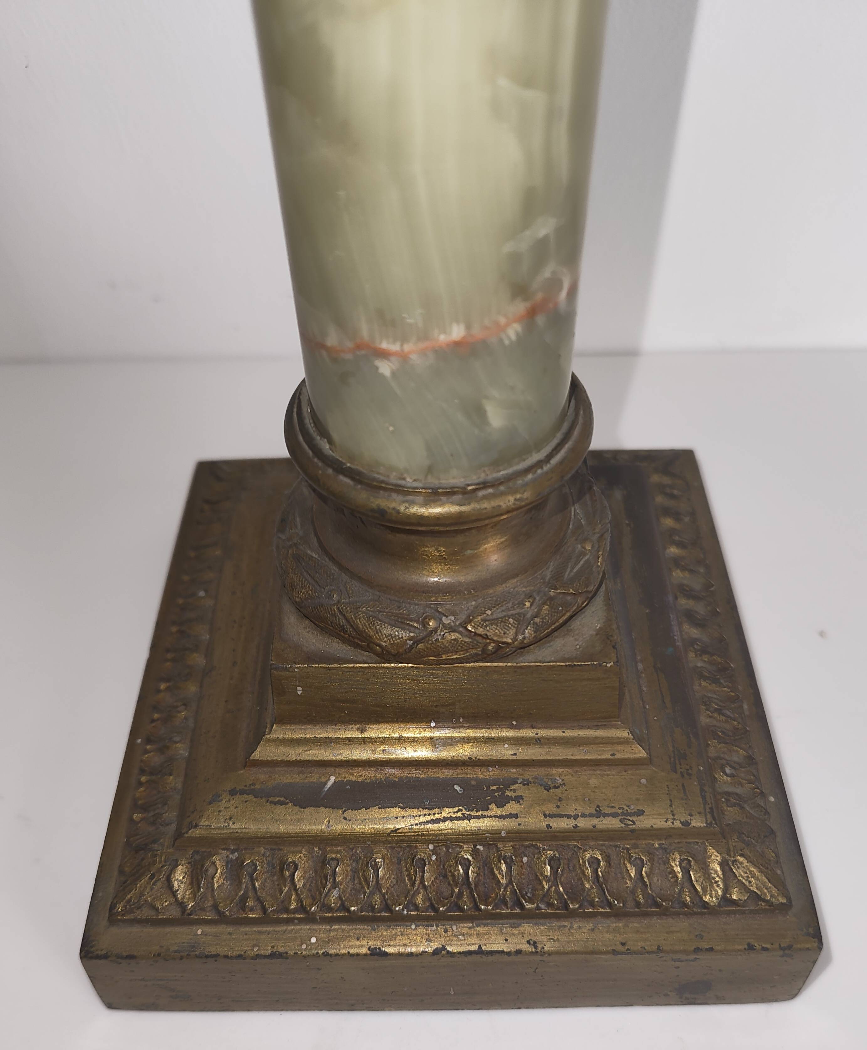 Napoleon III column candlestick in onyx and gilded bronze