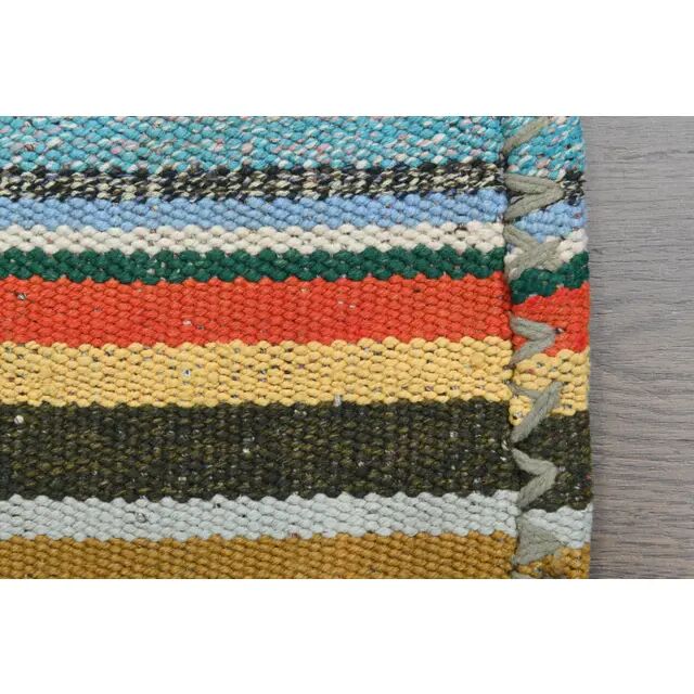 1970s vintage Turkish Oushak handmade wool cotton orange runner rug 79x237