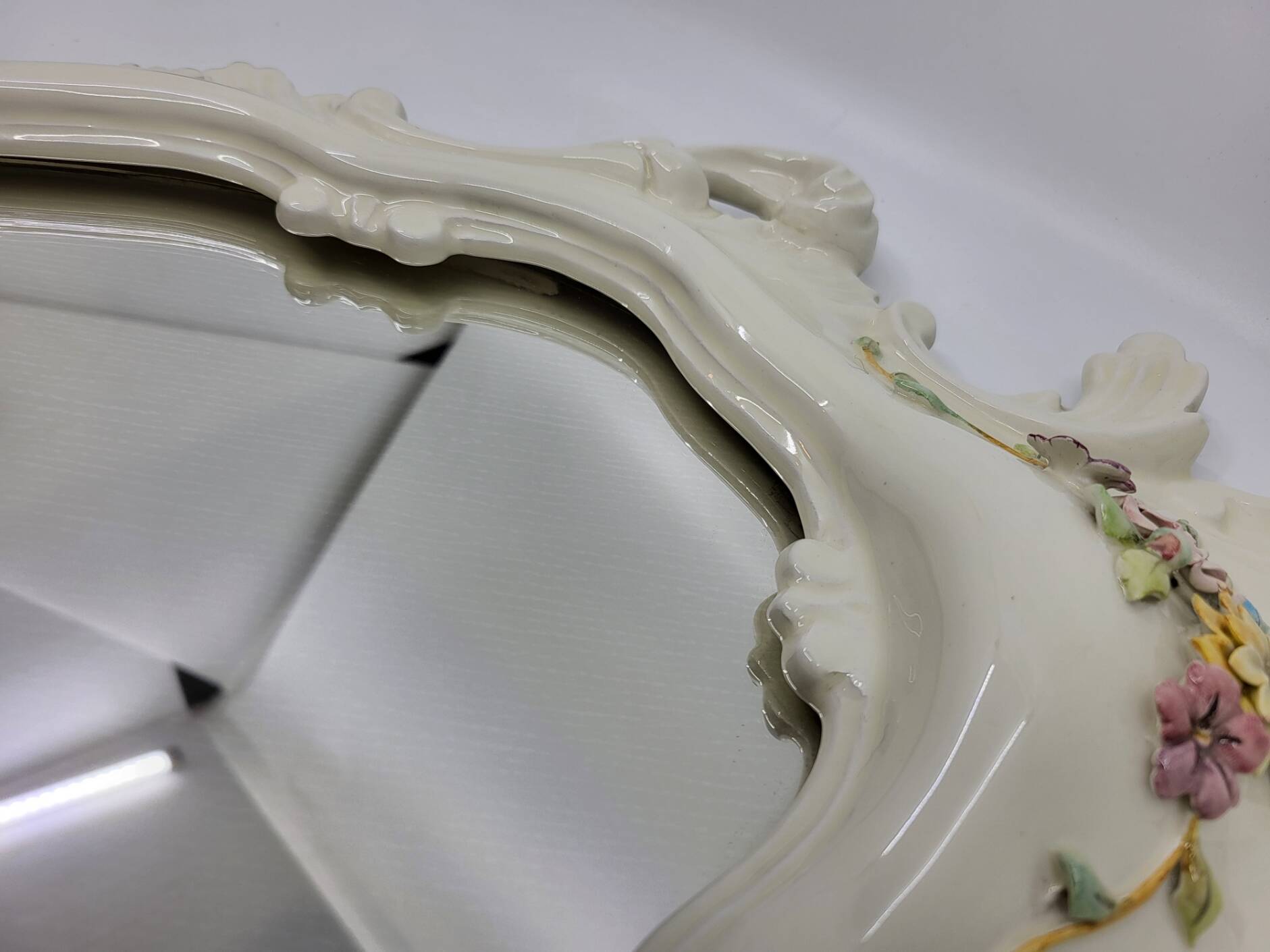 Farnesiana Mirror by Carlo Corvi in ceramic Italy 1950