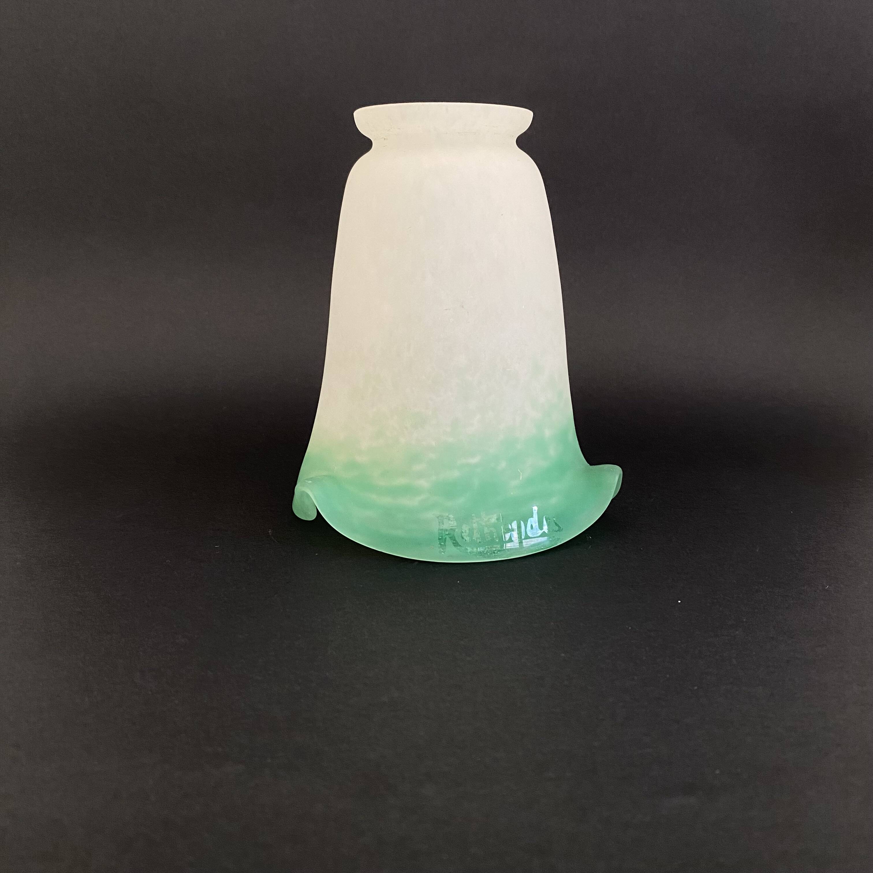 Green glass paste tulip signed Rethondes