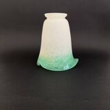 Green glass paste tulip signed Rethondes