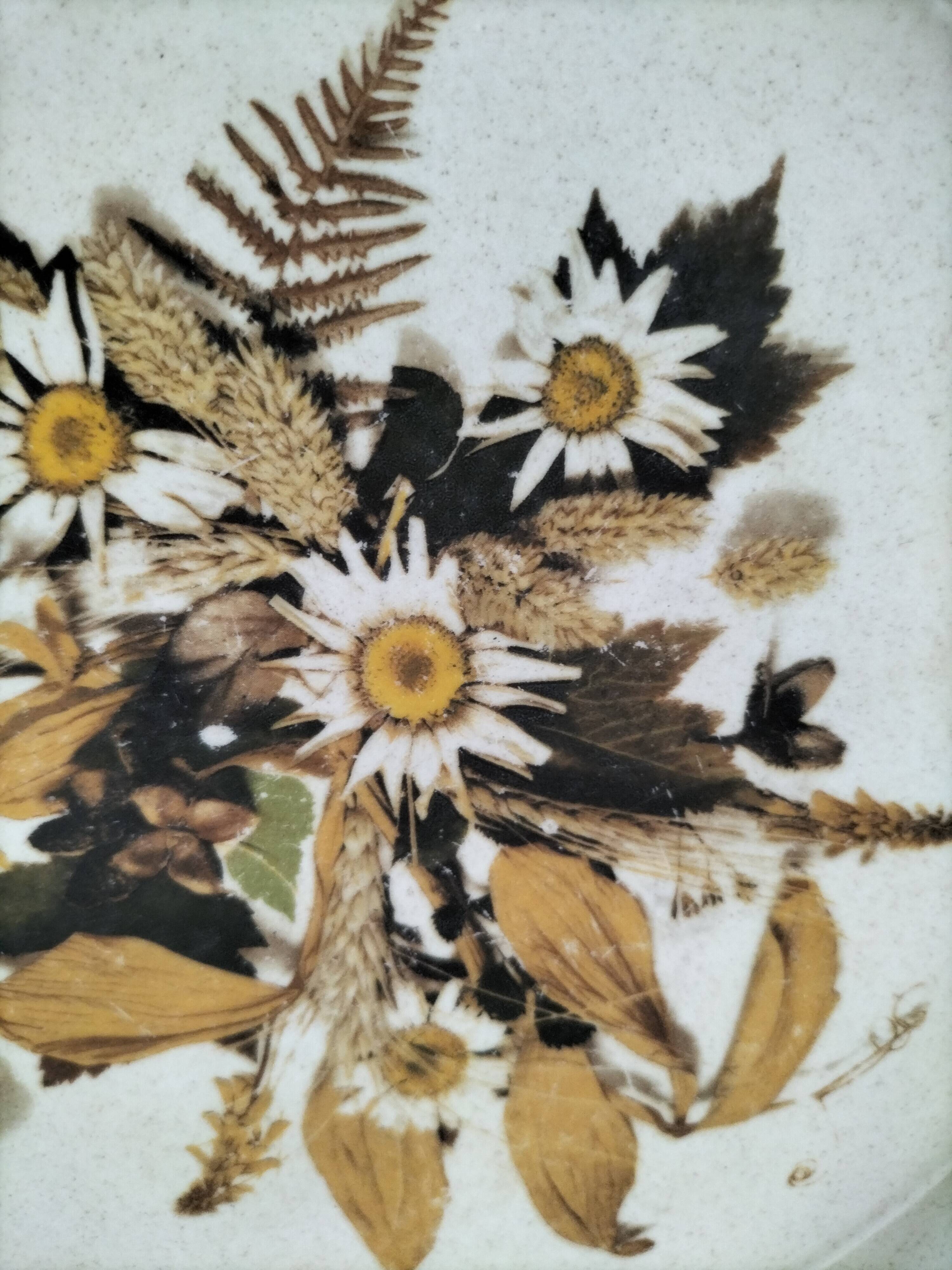 Doverstone Heather plate, ochre brown botanical design, England 70s