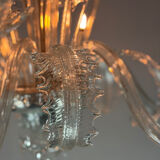 Venetian chandelier in colorless Murano glass with 6 light arms, circa 1930