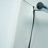 Dutch design Rob Eckhardt chaise longue white leather tubular steel, 1980s