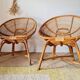 Pair of vintage basket chairs in rattan – Riviera style 1960