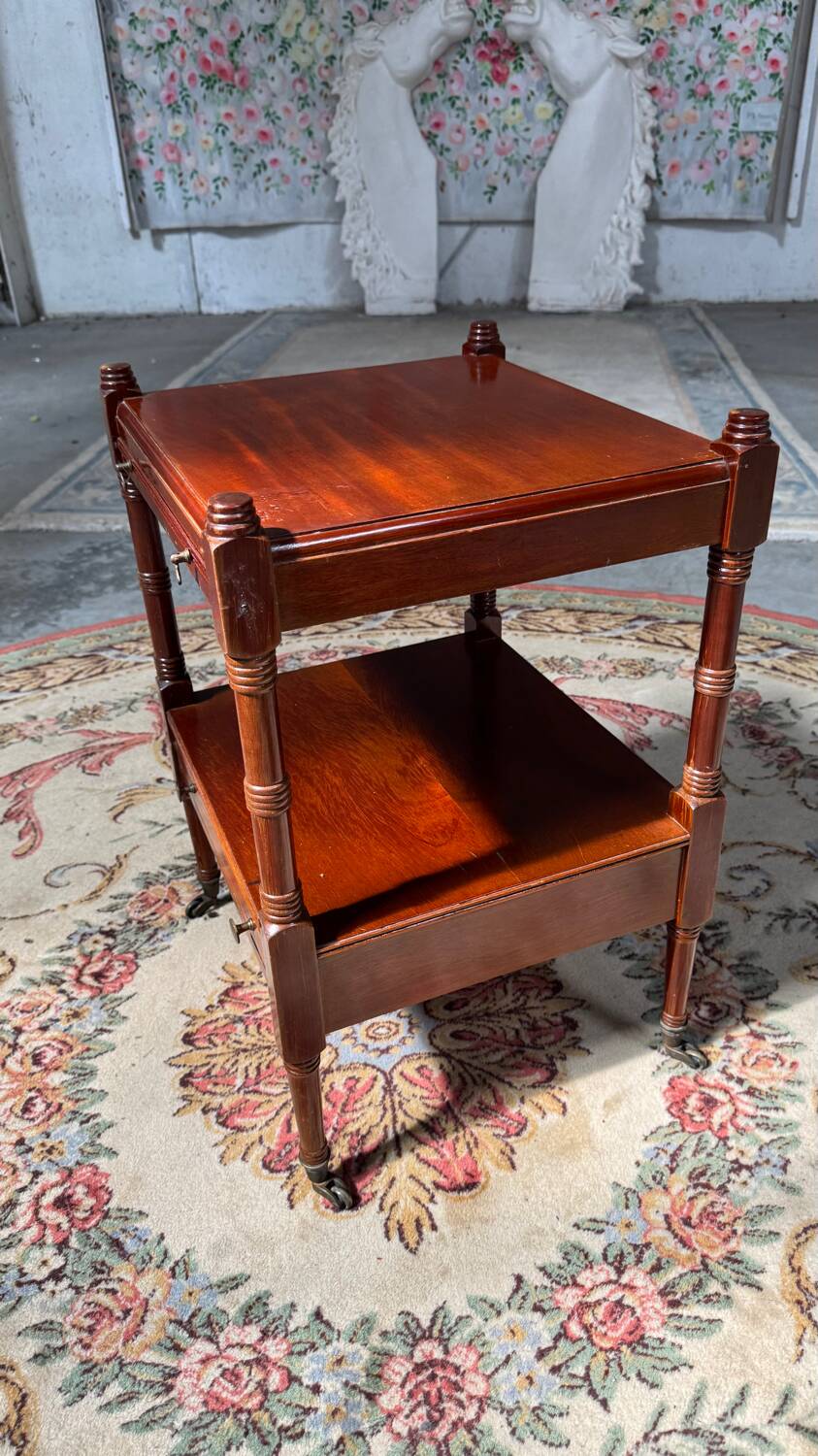 Antique mahogany rolling trolley