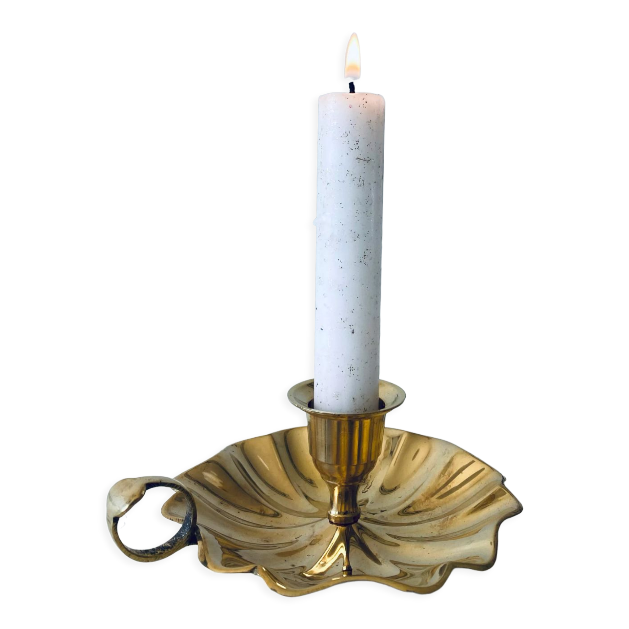 Indian candle holder in golden brass