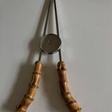 Pince à glaçons acier et bambou 1960 dlg Adnet
