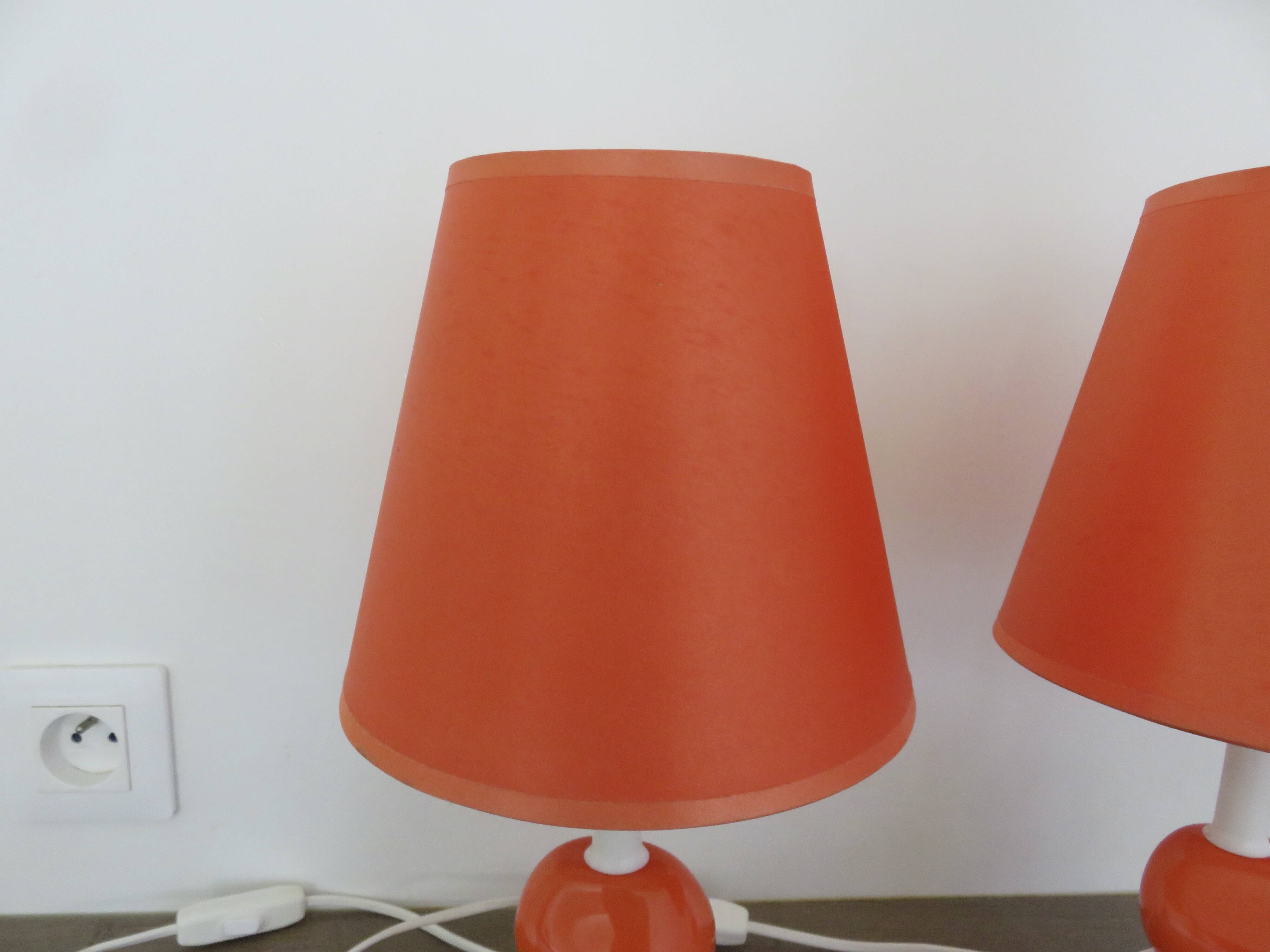 Pair of ceramic bedside lamps, 70s 80s design, vintage.