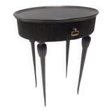Table d'appoint, table de chevet ovale en hêtre noir ébénisé, Italie