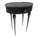 Table d'appoint, table de chevet ovale en hêtre noir ébénisé, Italie