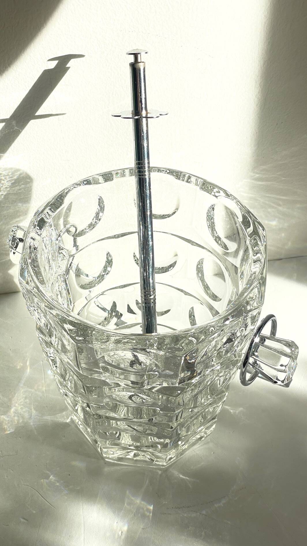 SEAU à Glace Cristal Ciselé et PINCE Vintage