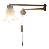 Vintage Brass and Molded Frosted Glass Articulated Wall Sconce - Style A