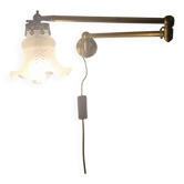 Vintage Brass and Molded Frosted Glass Articulated Wall Sconce - Style A