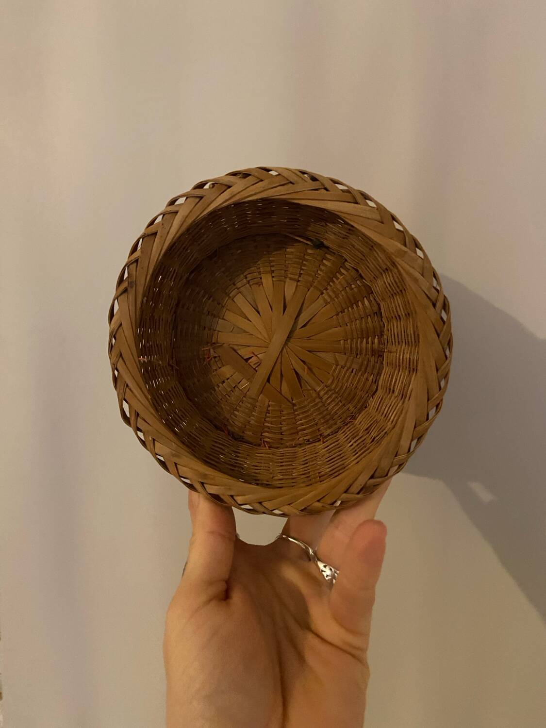 Vintage rattan vase and planter