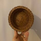 Vase, cache-pot vintage en rotin