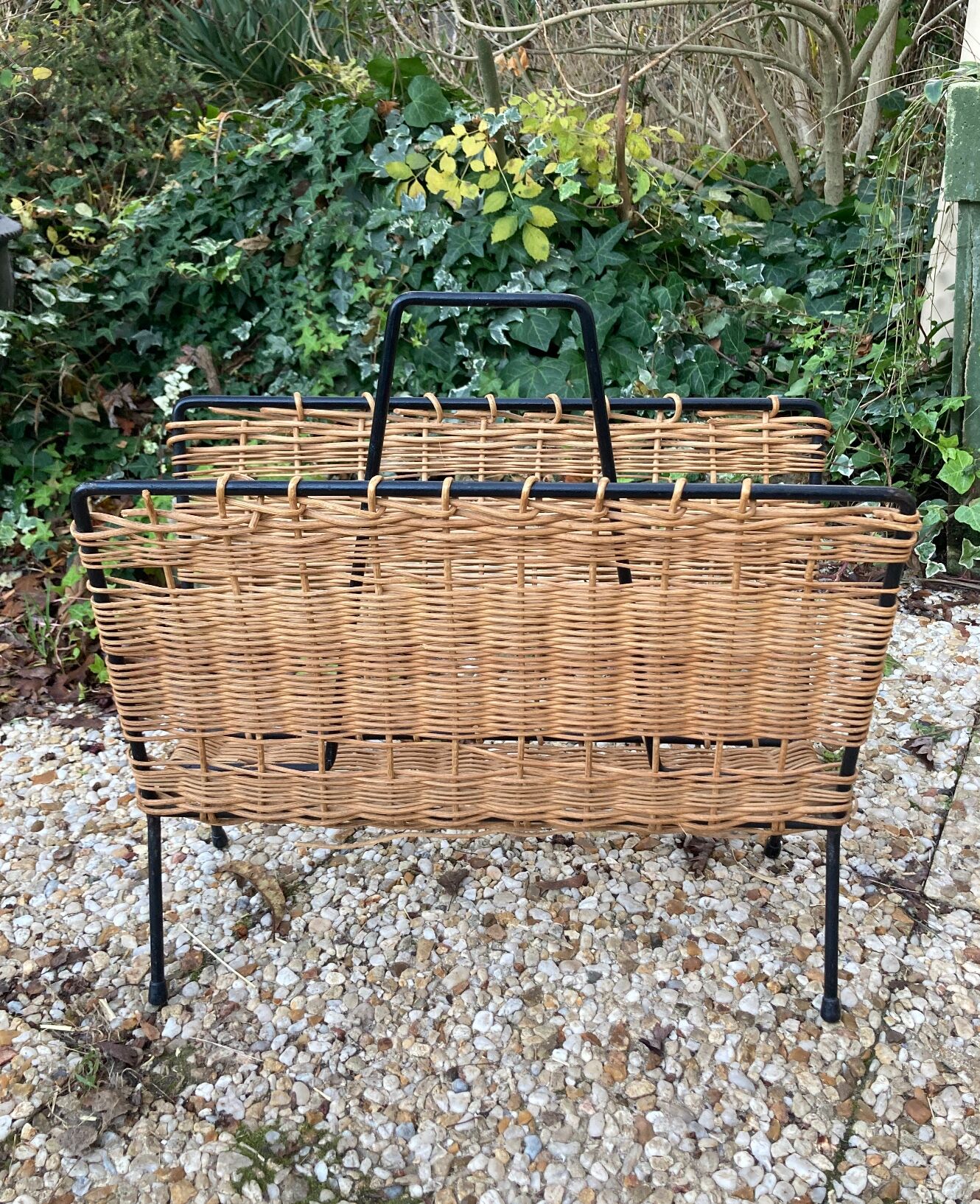 Raoul Guys vintage wicker magazine holder