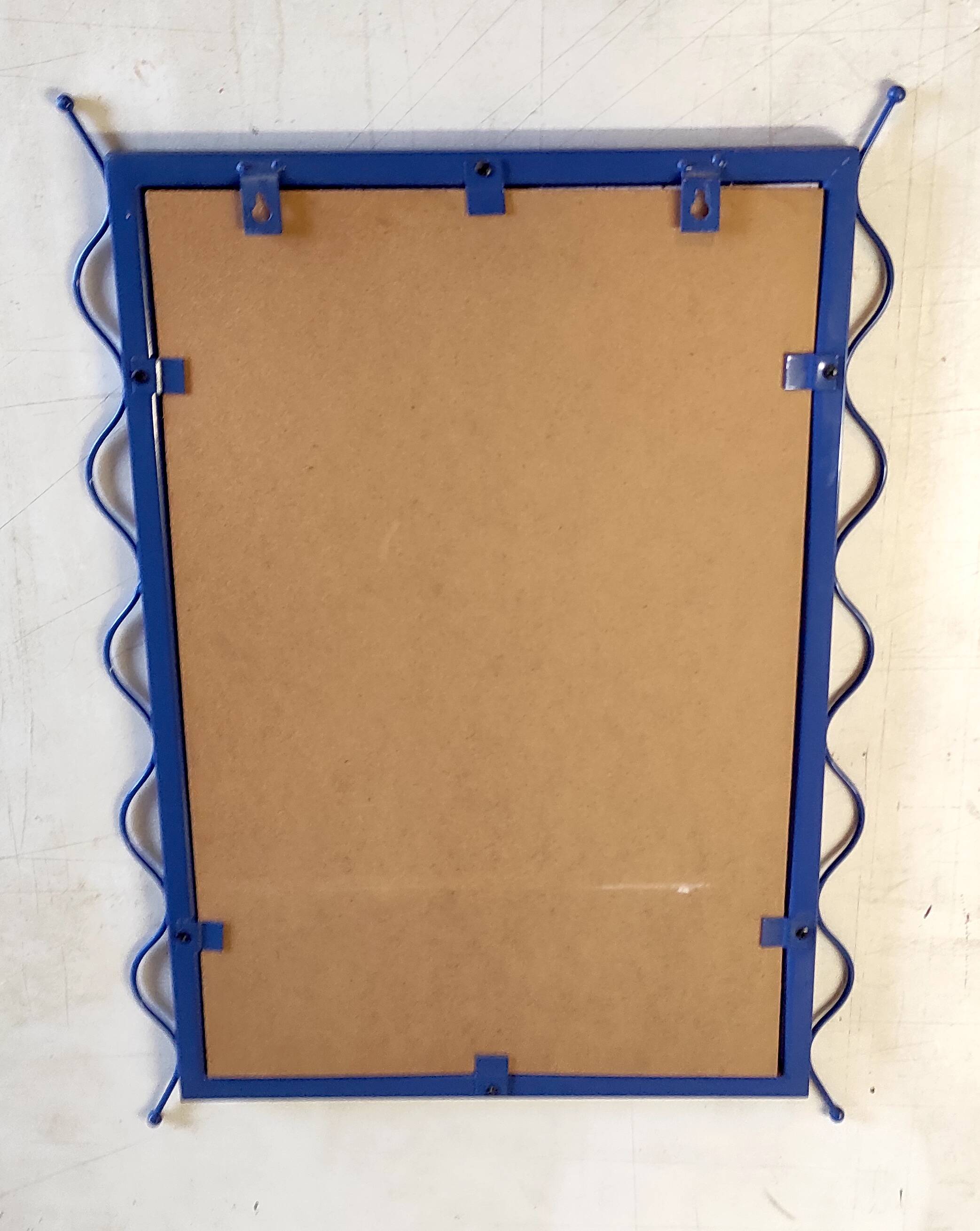 Mirror in blue metal - 1980s/90s