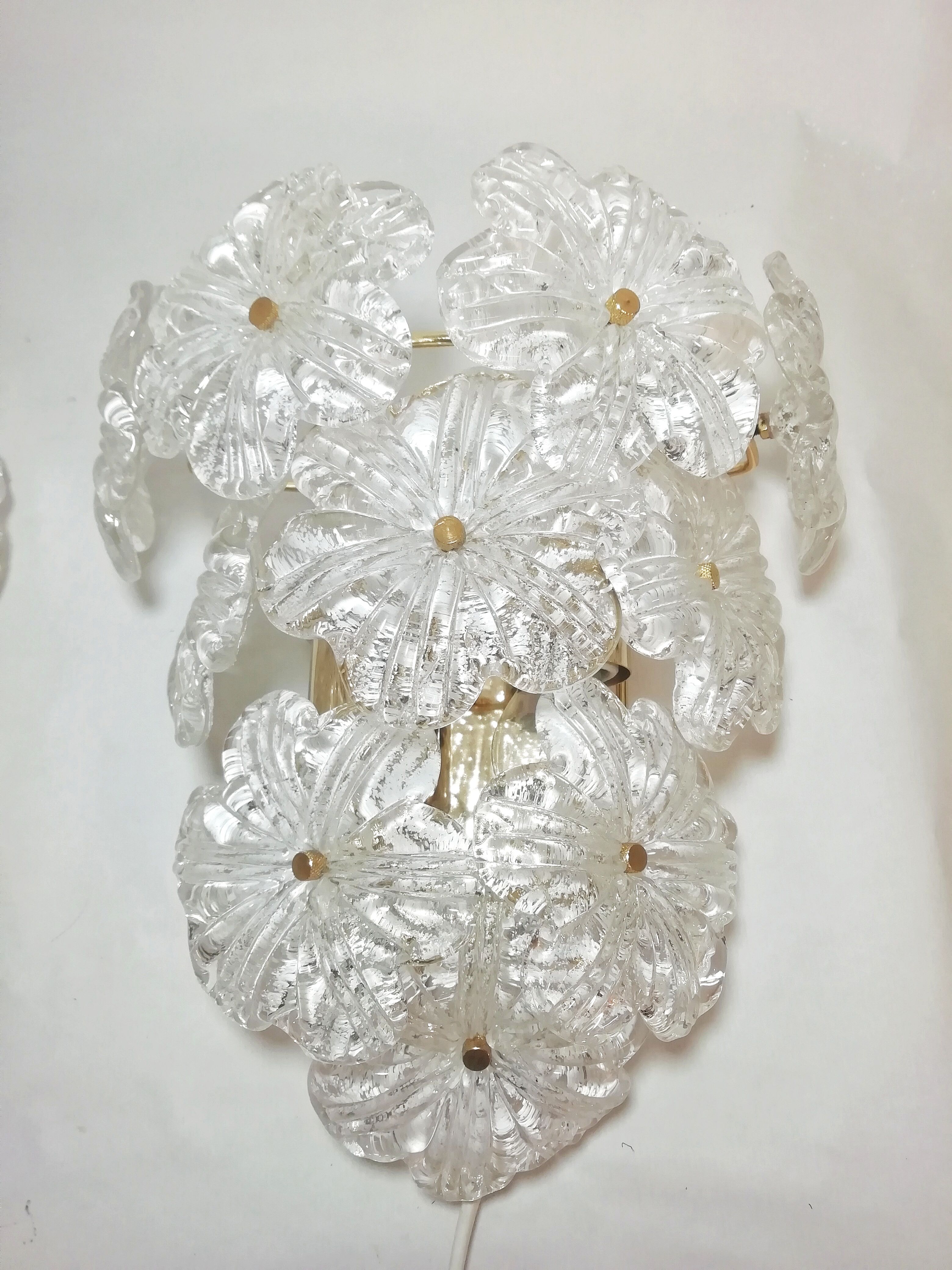 Pair of Murano glass flower wall light