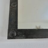 Brutalist wall mirror in raw steel, 1940s and 1950s