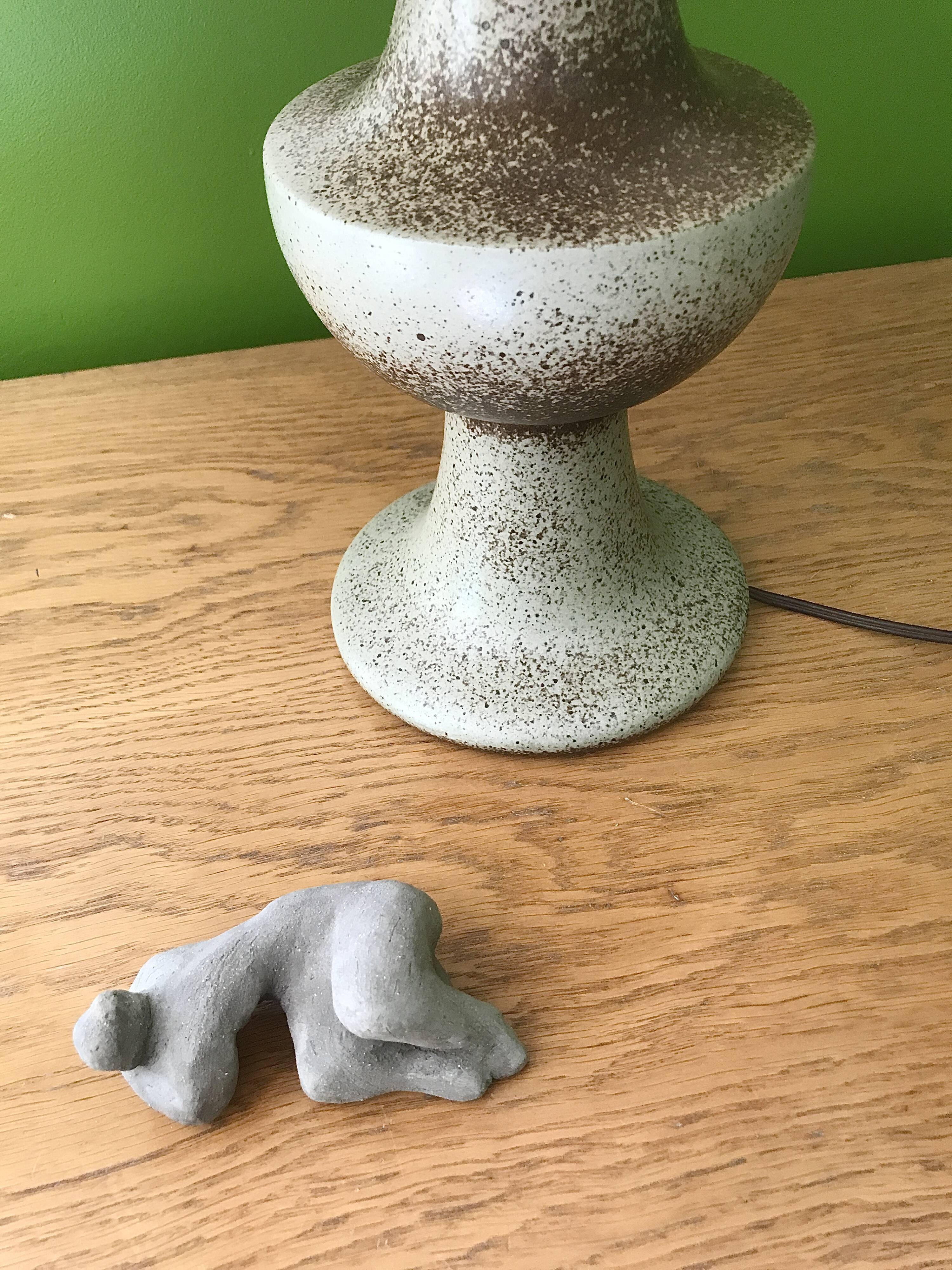 Brutalist table lamp in pyrite stone