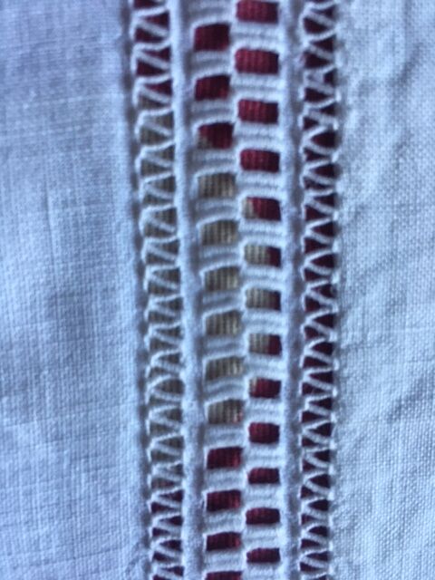 Antique white linen sheet embroidered by hand and monogram TD 226 x 320