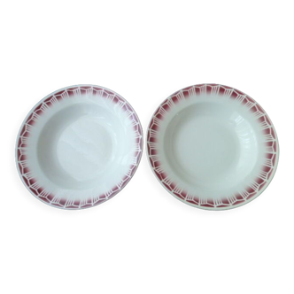 Set de 2 assiettes creuses en faience de St Amand Céranord  Modèle Monty