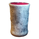 Francis Triay vase Earthenware signed incised decoration prehistoric fresco Ceramic 1950