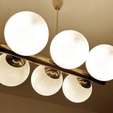 Suspension vintage en verre et laiton, années 1950