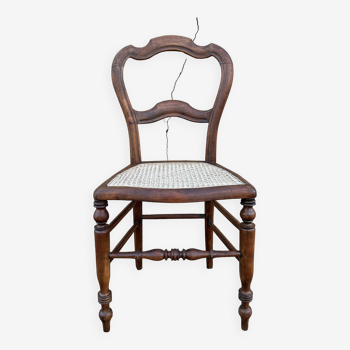 Antique chair, restored, rope seat, late 19th century.