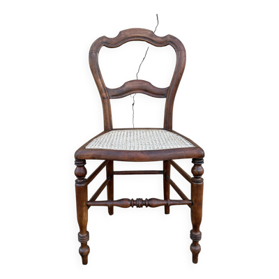 Chaise ancienne, restaurée, assise corde, fin XIXème s.